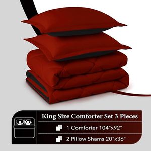 Nữ Hoàng <span class=keywords><strong>Comforter</strong></span> <span class=keywords><strong>Set</strong></span> Reversible giường trong một túi Vua Kích thước 3 cái tất cả các mùa màu đỏ và đen bedding <span class=keywords><strong>Set</strong></span> với <span class=keywords><strong>Comforter</strong></span> - Product Image 2