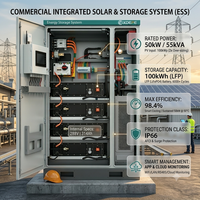 Solution de stockage d'énergie industrielle et commerciale personnalisée de 50 kW, batterie de 100 kWh pour les écoles et les hôpitaux, haute efficacité 98,4%