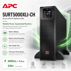 <span class=keywords><strong>APC</strong></span> SURT5000XLI-CH 5000VA/5000W Onduleur à double conversion en ligne, 230V 3U Montage en rack pour centre de données industriel et rack de serveur - Product Image 5