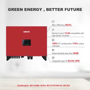 Inversor Solar con certificado TUV, dispositivo de onda sinusoidal pura MPPT Dual, trifásico para Industrial - Product Image 3
