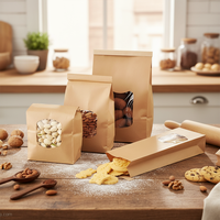 Sachets Doypack en papier kraft laminé avec fenêtre transparente, écologiques, résistants à l'humidité, respirants, réutilisables et scellés pour la vente en gros