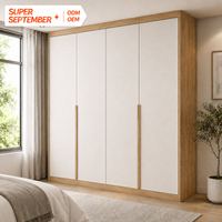 Armoire de chambre moderne nordique blanche avec cadre en bois, placard de rangement minimaliste pour vêtements, fabrication sur mesure