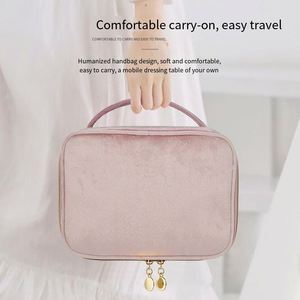 Bolsa de Maquillaje de Terciopelo de Gran Capacidad, Caja de Almacenamiento de Artículos de Aseo Portátil Multifuncional para Viaje, Caja de Almacenamiento de Terciopelo - Product Image 3