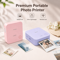 Imprimante photo de poche HD 600 DPI, imprimante mini jet d'encre couleur portable avec Bluetooth pour papier photo autocollant de 2x3 pouces