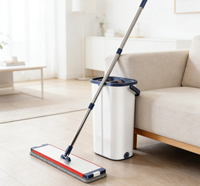 Juego de Mopa Plana Grande y Cubeta - Mopa de Microfibra Autolimpiable sin Necesidad de Usar las Manos para Limpiar Pisos de Madera, Azulejos y Laminados