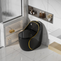 Ensemble de toilettes monobloc en céramique moderne noir, blanc et gris avec siphon en S et double chasse pour salle de bain