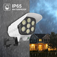 Caméra de sécurité factice à énergie solaire Dusk Dawn 2400mAh 12H 77LED Simulation de surveillance avec source de lumière LED 0 coût Maison Jardin