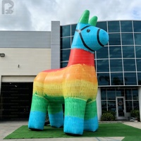 Modèle gonflable géant personnalisé avec logo lumineux, pinafore arc-en-ciel, âne, culture mexicaine, animal publicitaire pour événement