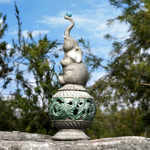 รูปปั้นช้างเรซิ่นพลังงานแสงอาทิตย์แบบปรับแต่งได้ ธีมสวน รูปปั้นสัตว์ นั่งบนลูกบอล ของที่ระลึกสไตล์ธรรมชาติ - Product Image 4