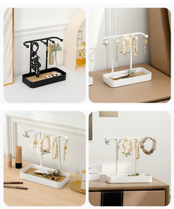 Fashion Jewelry Organizer Display Rack Stainless Steel Wooden Base American Hanging Holder Earrings Necklaces Bracelets Storage - Product Image 6