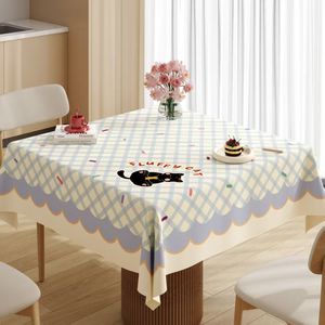 Cute Cartoon Plaid Tablecloth Square PVC Waterproof Heat Resistant Washable Home Use - Product Image 2