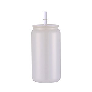 Haute qualité nouveau blanc paillettes Sublimation verre peut coloré miroitant 16oz Sublimation blanc Mason tasse bambou couvercle bulle tasse à thé - Product Image 6