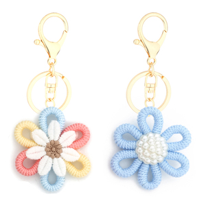 <span class=keywords><strong>Porte</strong></span>-clés créatif et <span class=keywords><strong>simple</strong></span> en <span class=keywords><strong>macramé</strong></span>, motif marguerite, en coton tressé, pendentif décoratif pour sac ou portefeuille - Product Image 1