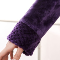 Peignoir long et chaud en flanelle couleur unie simple de haute qualité personnalisé pour hôtel Peignoir épais pour femmes Peignoirs Robe de chambre Vêtements d'intérieur