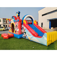 Château gonflable Mickey Mouse de dessin animé pour l'extérieur avec toboggan combiné, maison de rebond gonflable avec toboggan pour enfants