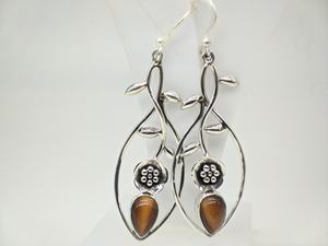 Pendientes de Piedra Ojo de Tigre Natural, Plata de Ley 925, Joyería Artesanal Hecha a Mano, Regalo para Mujer, Proveedor Mayorista de Joyería de la India - Product Image 6