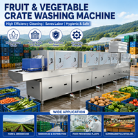 Machine de lavage entièrement automatique en acier inoxydable pour plateaux et caisses à fruits, machine de lavage de caisses à fruits à deux canaux