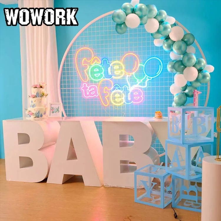 WOWORK 2023 fushun 3d wedding decoration balloons display festival party supplies backdrops big letters number for event rentals