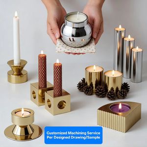 OEM CNC Machining Service Custom Brushed Gold PVD Mirror Polishing Stainless Steel Brass Candlestick <b>Candle</b> Stand <b>Candle</b> <b>Holders</b> - Product Image 1