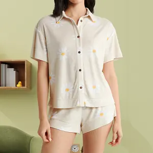 Factory Wholesale Women's Cartoon Animal Print Pajamas Set Cute Casual Loose Set Sleepwear For Women