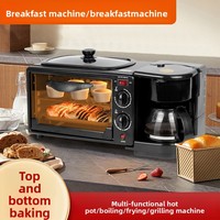 Machine à petit-déjeuner 3-en-1 : Machine à pain, Cafetière automatique, Four grille-pain, Capacité 12L, Boîtier métallique