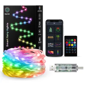 USB כוח חלום צבע בית וחוץ קישוט מחרוזת אור RGBIC ניתן להתייחסות פיות עמיד למים אורות פיות חיצוני Led מחרוזת