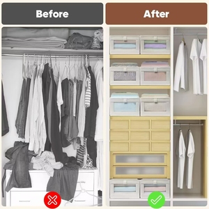 Boîte de <span class=keywords><strong>rangement</strong></span> en lin pliable et écologique moderne pour un intérieur organisé, meubles, chambre à coucher, garde-robe, vêtements et jouets - Product Image 3
