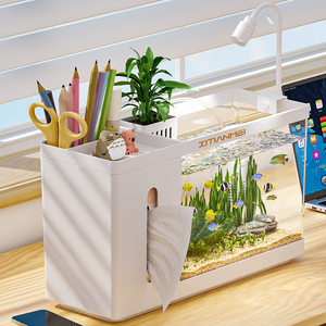 Piccolo acquario ecologico idroponico scatola di tessuto multifunzionale plastica scatola di allevamento per la casa soggiorno acquario Desktop - Product Image 4