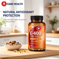 Gélules de Vitamine E-400 à Marque Blanche OEM, D-alpha Tocophérol 400 UI, Antioxydant d'Origine Végétale, 120 Gélules pour Adultes, Soin de la Peau Personnalisé