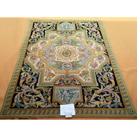 Tapis en laine Savonnerie française de luxe, noué à la main, grande taille 4x5m, couleurs noir et or, pour salon de villa