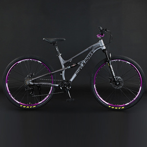 Vélo <span class=keywords><strong>de</strong></span> montagne <span class=keywords><strong>VTT</strong></span> 10 vitesses en aluminium 26 pouces avec double suspension et freins à disque hydrauliques, amortisseur double épaule pour descente - Product Image 6