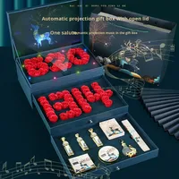 Coffret Cadeau Créatif et Pratique DingHui pour la Saint-Valentin et Noël : Savon en Forme de Fleur et Rouge à Lèvres, Boîte Personnalisable pour Petite Amie ou Meilleure Amie