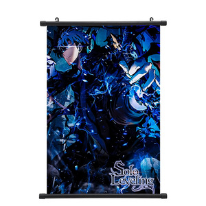 Vente en gros personnalisée 60*90CM <span class=keywords><strong>Solo</strong></span> nivellement Sung Jin Woo <span class=keywords><strong>Manga</strong></span> Decora Anime Show vente dessin animé Anime Wallscrolls Anime Wall Scroll - Product Image 4