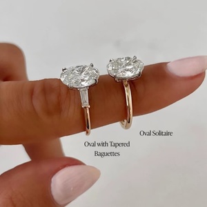 แหวนเพชรแล็บทรงรีหรูหรา 3 กะรัต 5 กะรัต ทองคำแท้ 14K 18K ของขวัญสำหรับเธอ - Product Image 4