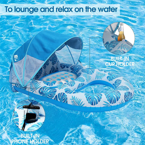 Lettino Gonfiabile Portatile in PVC con Rete e Tettuccio Rimovibile per <span class=keywords><strong>Piscina</strong></span>, con Portabicchieri, per Relax in <span class=keywords><strong>Piscina</strong></span> - Product Image 4