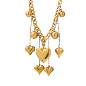 Collar de cadena gruesa con forma de corazón en <span class=keywords><strong>U</strong></span>, chapado en oro de 18 quilates, estilo gótico, para mujer - Product Image 1