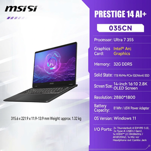 Portátil Empresarial <span class=keywords><strong>MSI</strong></span> <span class=keywords><strong>Prestige</strong></span> 14 AI+ 2026 Ultra7 355 de 14 Pulgadas, 2.8K Oled, 120Hz, Windows 11 AI+ PC - Product Image 1