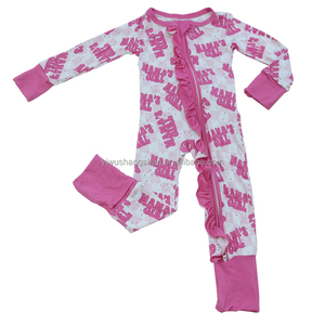 All'ingrosso neonati bambini in bambù un pezzo pagliaccetti con cerniera manica lunga tre strati volant tute per bambine - Product Image 3