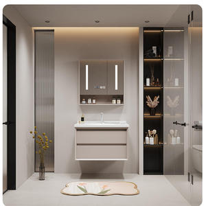 Mueble de Baño Minimalista sin Tiradores, Diseño Flotante, Tablero Resistente a la Humedad, Favorito de los Jóvenes, Ideal para Espacios Pequeños - Product Image 5