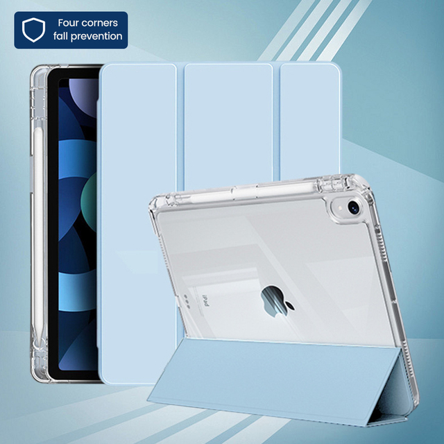 PU Tri-fold Tablet Covers Cases with Pen Slot for iPad 10.5 iPad Pro 12.9/11/10.9 Made of Silicone