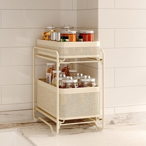 Étagère de rangement coulissante à 2 niveaux en maille pour placard de cuisine, <span class=keywords><strong>sous</strong></span> évier, ou <span class=keywords><strong>sous</strong></span> <span class=keywords><strong>meuble</strong></span> de rangement - Product Image 3