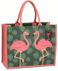 Sac de courses en jute personnalisé à la vente, écologique, réutilisable, avec motif de lettres, coloré et élégant - Product Image 4