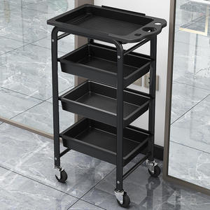 K 4 Tier Rolling Salon <b>Trolley</b> Metal Beauty Cart with Wheels Hair Studio Utility Rack - Product Image 3