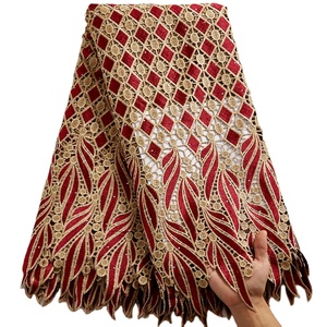 Tissu en dentelle cordée africaine Guipure Dubaï 2021, broderie soluble dans l'eau de haute qualité, tissu en dentelle cordée douce pour robe de soirée 2547 - Product Image 1