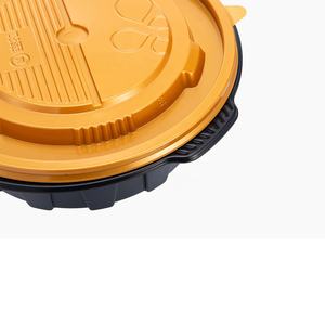 ภาชนะบรรจุอาหารพลาสติกแบบใช้แล้วทิ้ง,พร้อมฝาปิดภาชนะใส่อาหารกลับบ้านพลาสติกสีดำพร้อมฝาปิดสีเหลือง - Product Image 5