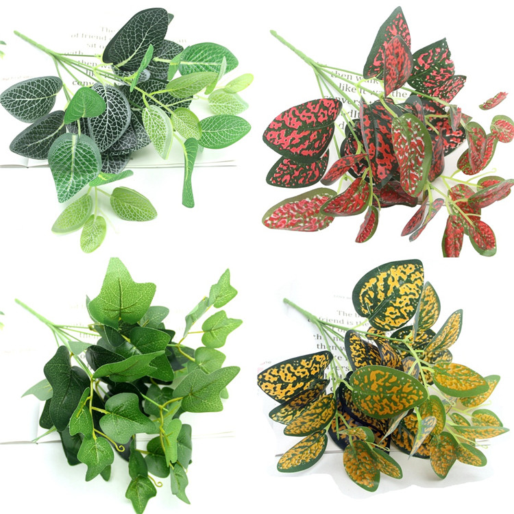Simulation 7 Forks Ornamental Plants Indoor Home Office Desk Table Decoration Artificial Green Plant Leaves