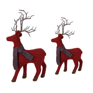 ราคาขายส่งของตกแต่งสวนคริสต์มาสรูปกวางเรนเดียร์สีแดงเบอร์กันดีสไตล์โมเดิร์นสำหรับติดปล่องไฟ - Product Image 2