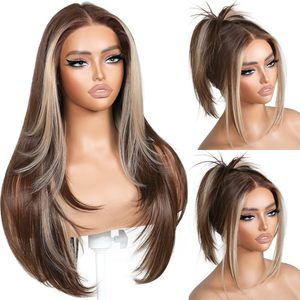 Perruque Lace Front Synthétique Futura 13x4 Ombrée Sans Colle Résistante à la Chaleur, Raide, pour Femmes Noires, Usage Quotidien - Product Image 1