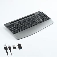 Teclado Ergonómico Inalámbrico de 2.4Ghz con Retroiluminación RGB, Soporte para Teléfono Integrado y Reposamuñecas para Mac, Windows, Laptop y PC