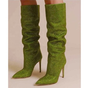 Bottes à talons hauts pour femmes avec strass, confortables, à bout pointu, talons hauts pour femmes, escarpins zippés pour femmes - Product Image 6